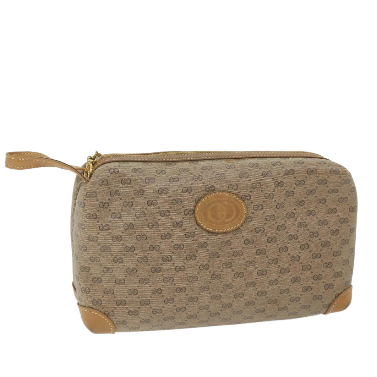GUCCI Micro GG Canvas Clutch Bag PVC Leather Beige bs9979