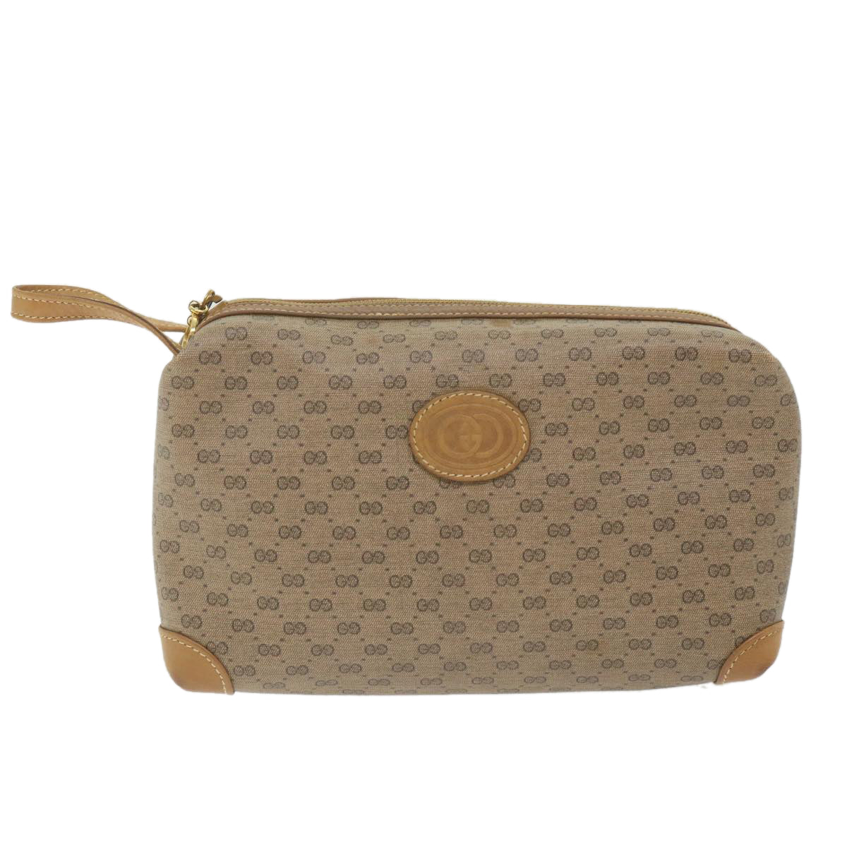 GUCCI Micro GG Canvas Clutch Bag PVC Leather Beige bs9979