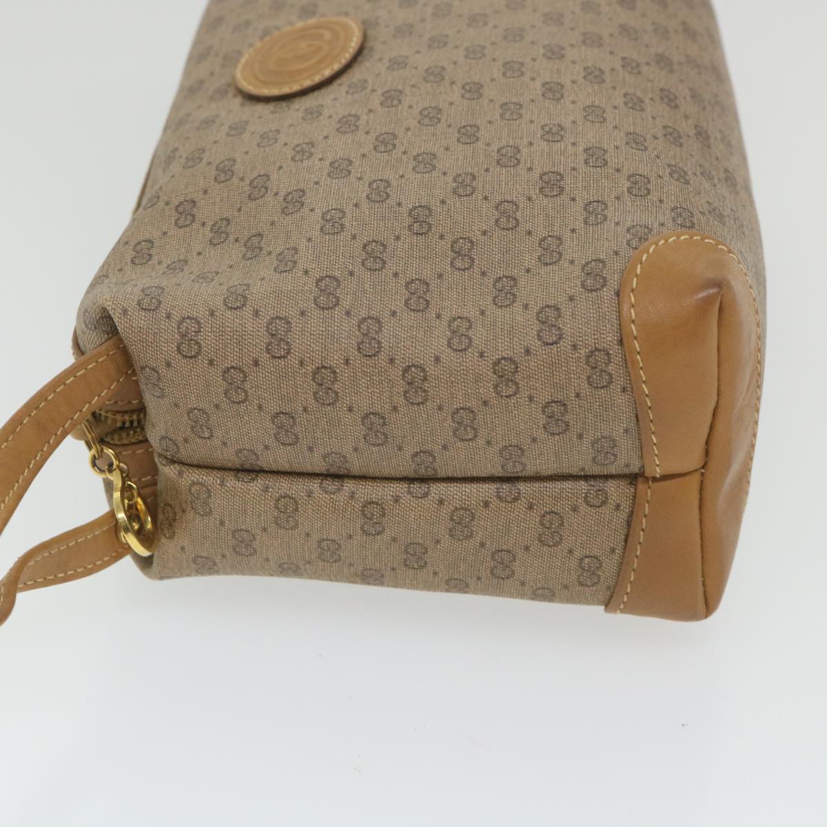 GUCCI Micro GG Canvas Clutch Bag PVC Leather Beige bs9979