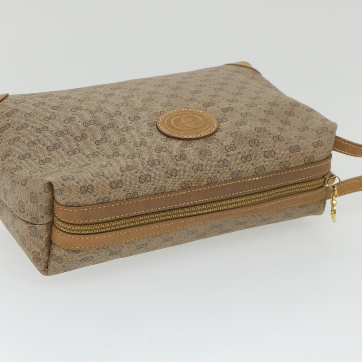 GUCCI Micro GG Canvas Clutch Bag PVC Leather Beige bs9979