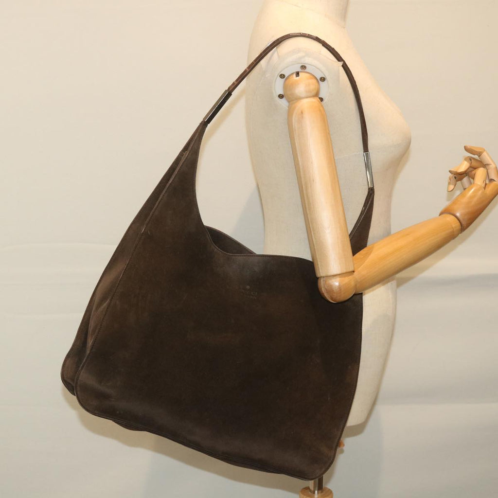 GUCCI Shoulder Bag Suede Brown bs9980