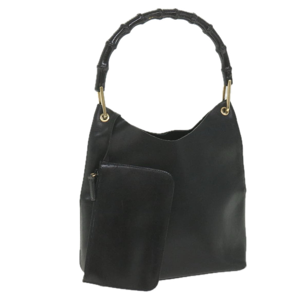GUCCI Bamboo Shoulder Bag Leather Black 001 2058 1880 0 bs9981