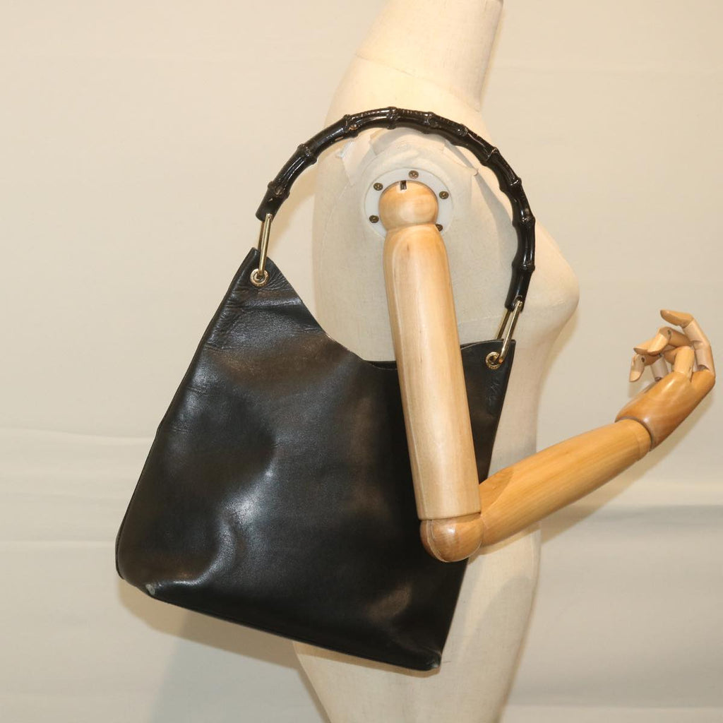GUCCI Bamboo Shoulder Bag Leather Black 001 2058 1880 0 bs9981