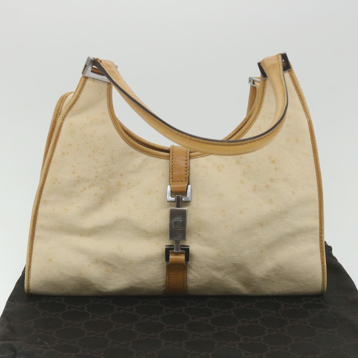 GUCCI Jackie Shoulder Bag Canvas Beige bs9990
