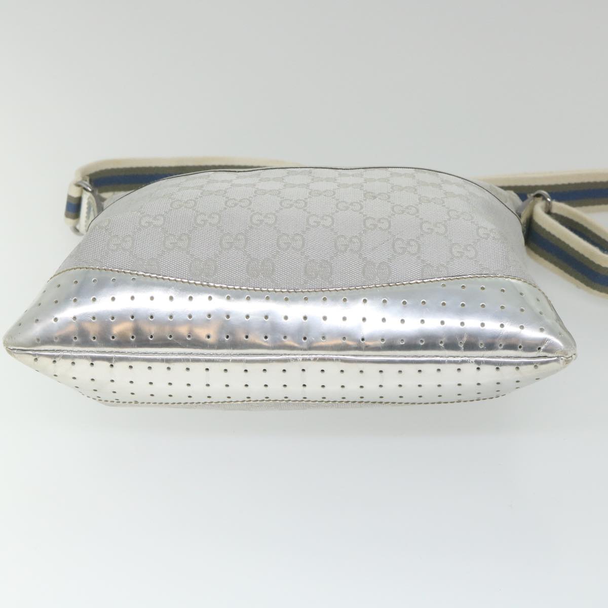 GUCCI GG Canvas Shoulder Bag Canvas Silver bs9991