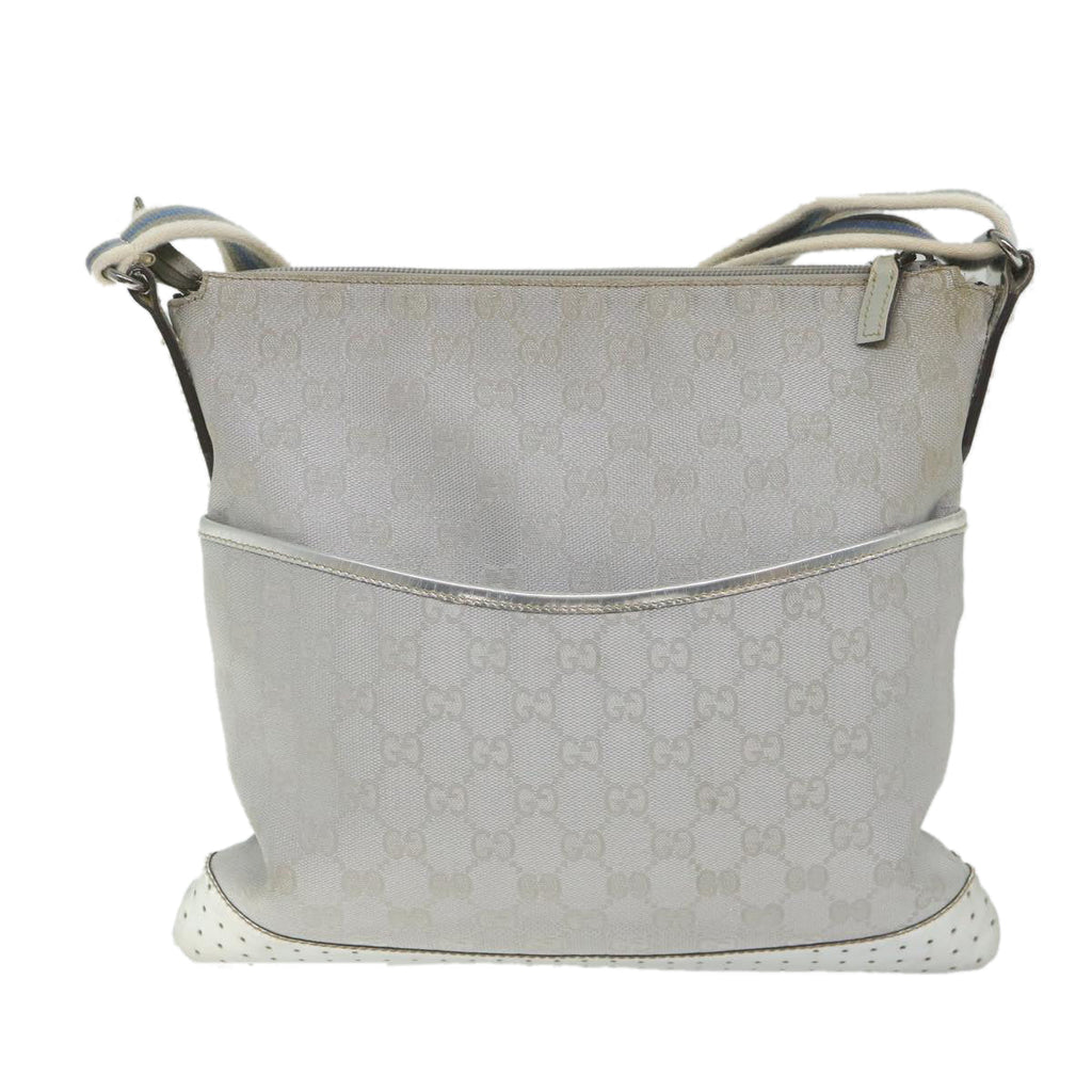 GUCCI GG Canvas Shoulder Bag Canvas Silver bs9991