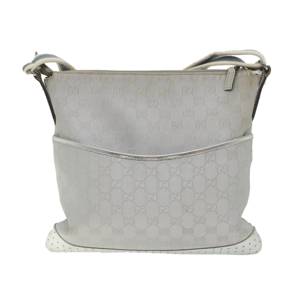 GUCCI GG Canvas Shoulder Bag Canvas Silver bs9991