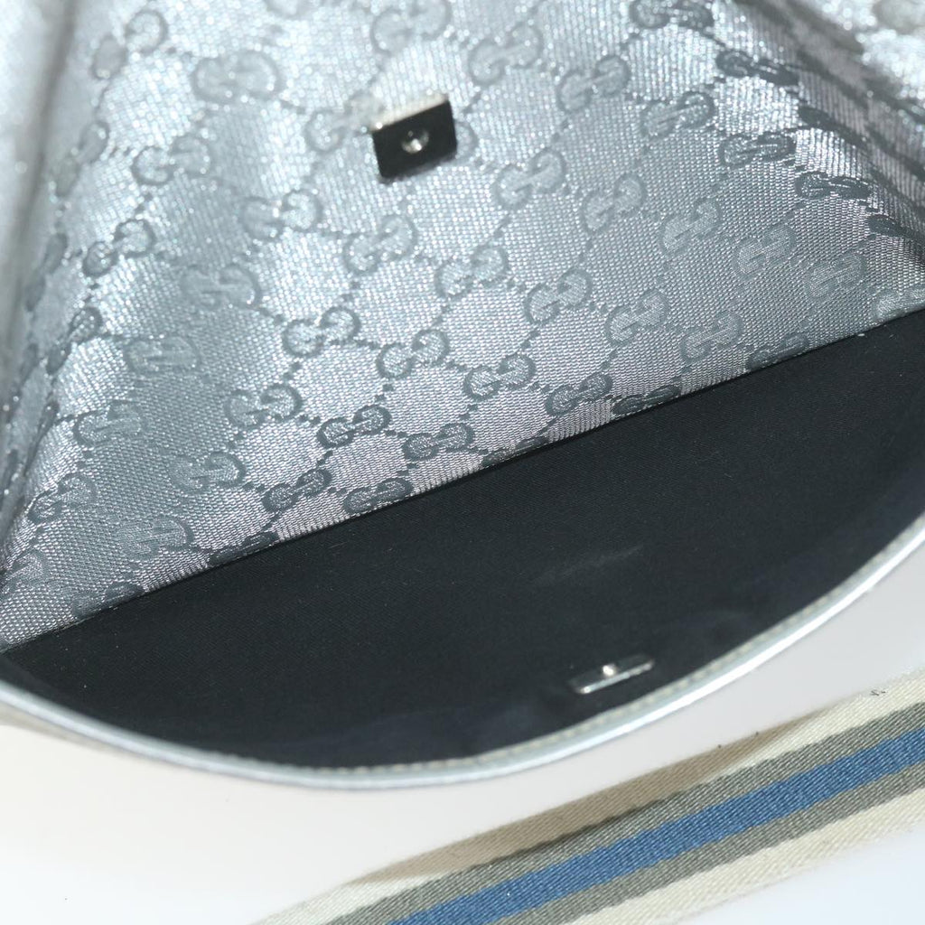 GUCCI GG Canvas Shoulder Bag Canvas Silver bs9991