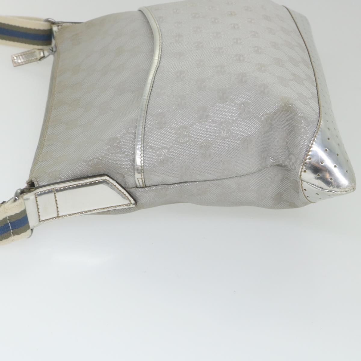 GUCCI GG Canvas Shoulder Bag Canvas Silver bs9991