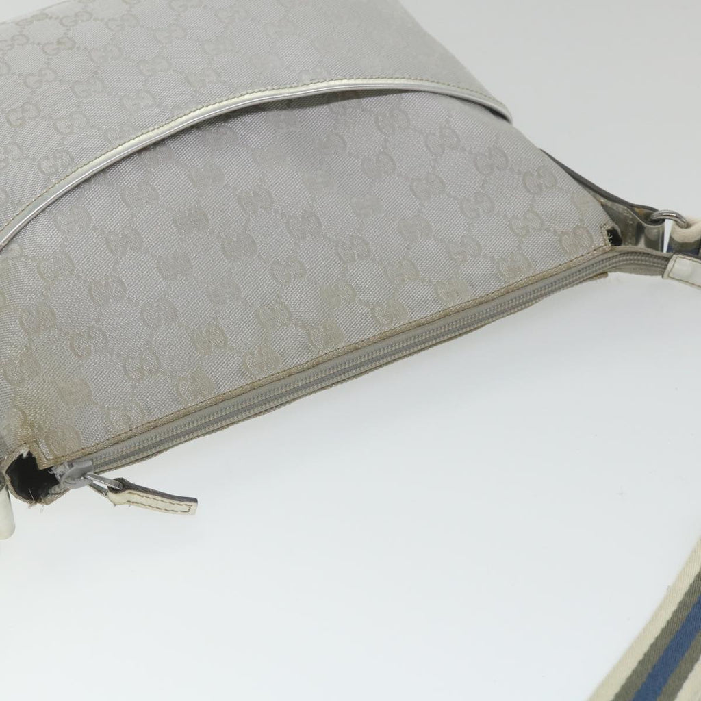 GUCCI GG Canvas Shoulder Bag Canvas Silver bs9991