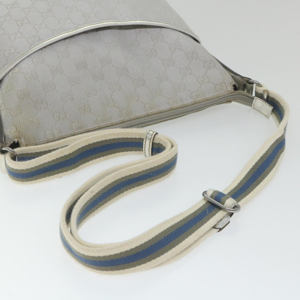 GUCCI GG Canvas Shoulder Bag Canvas Silver bs9991
