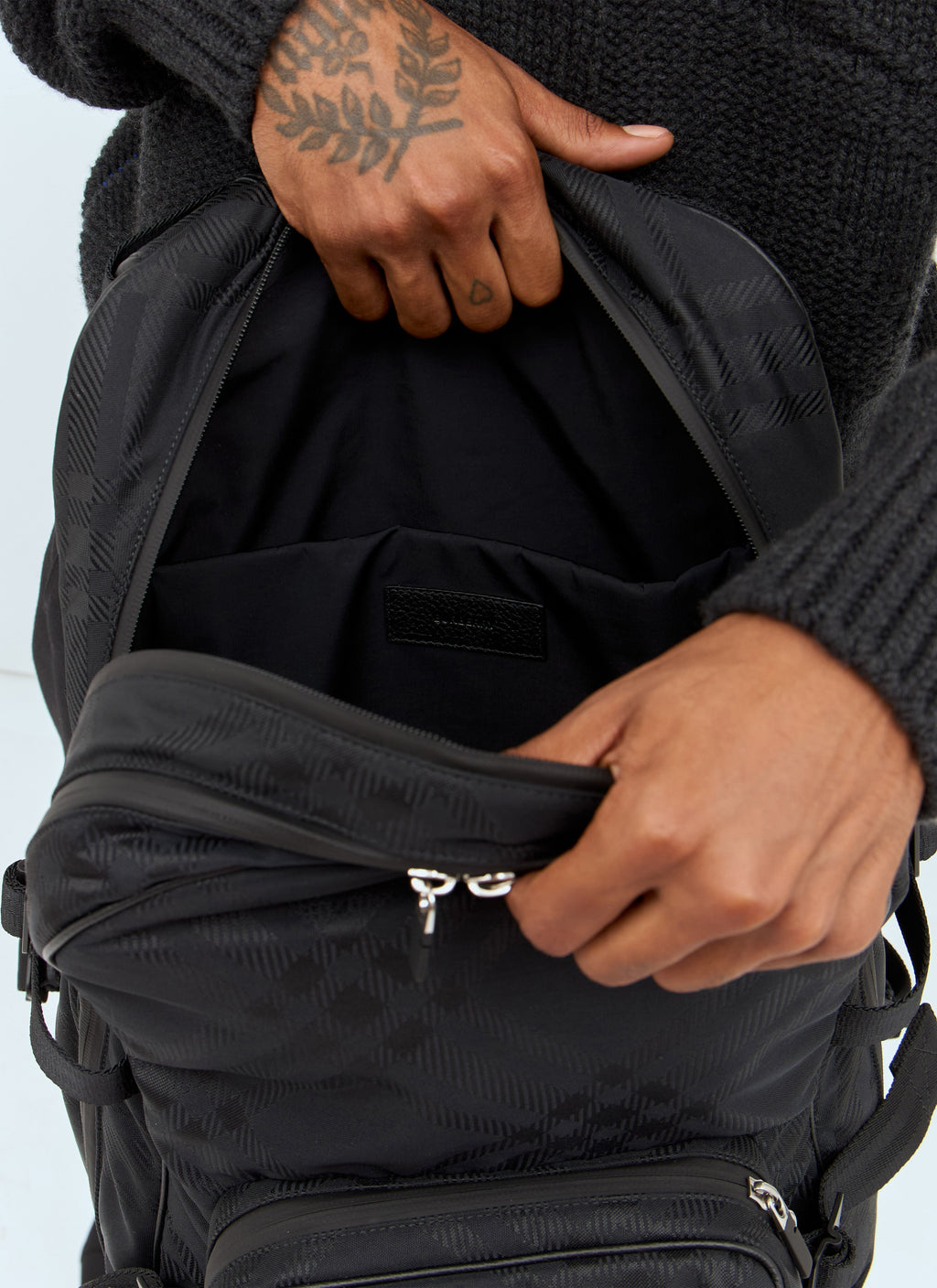 Burberry Men Check Jacquard Backpack