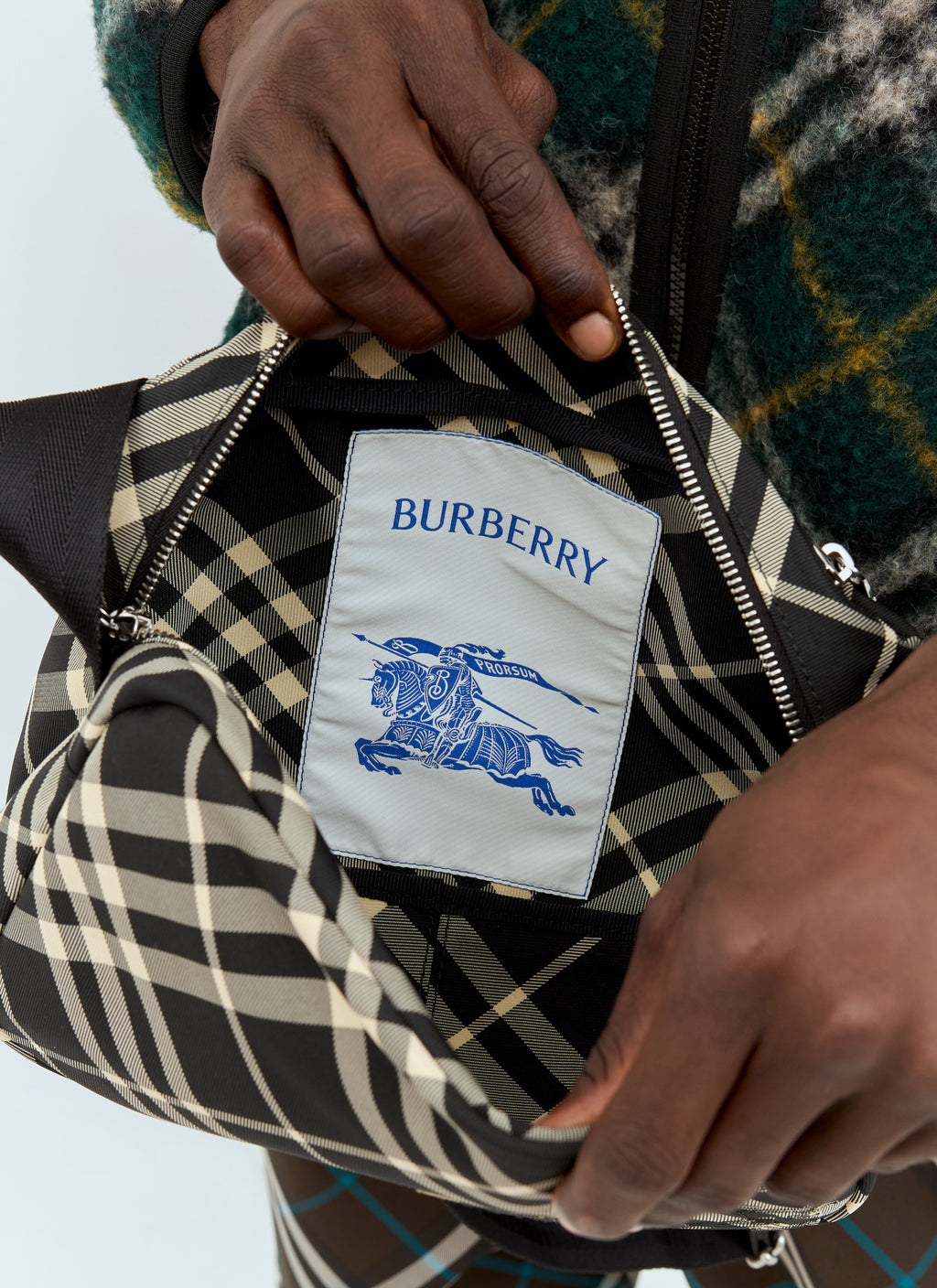 Burberry Men Check Crossbody Bag