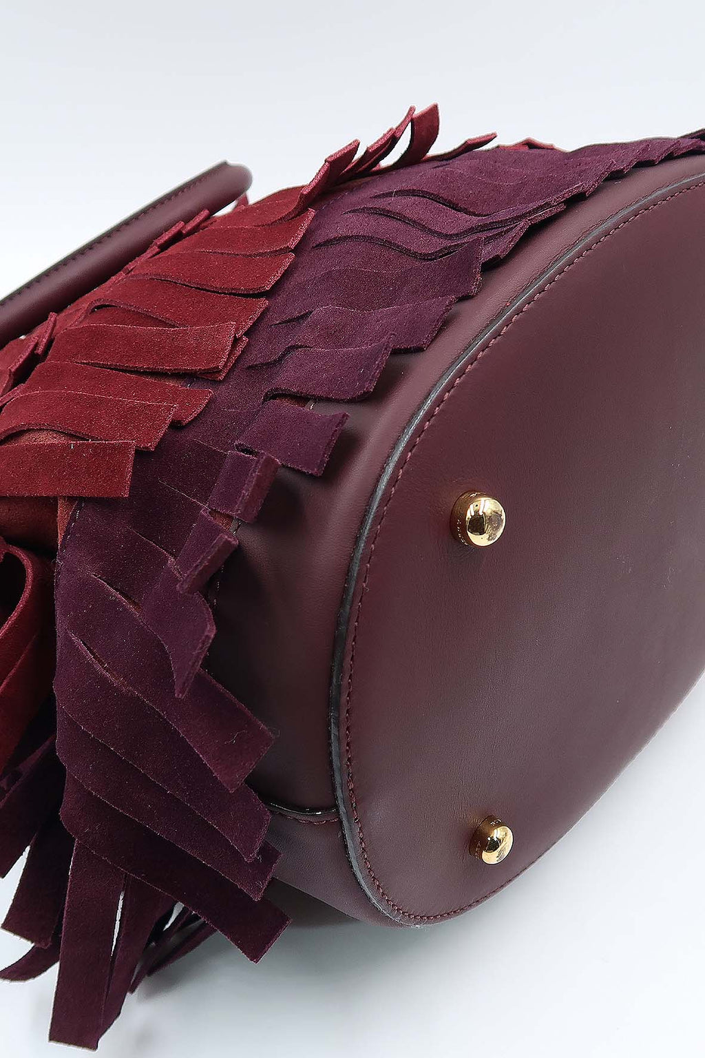 Fringed Bucket Bag Red Bordeaux