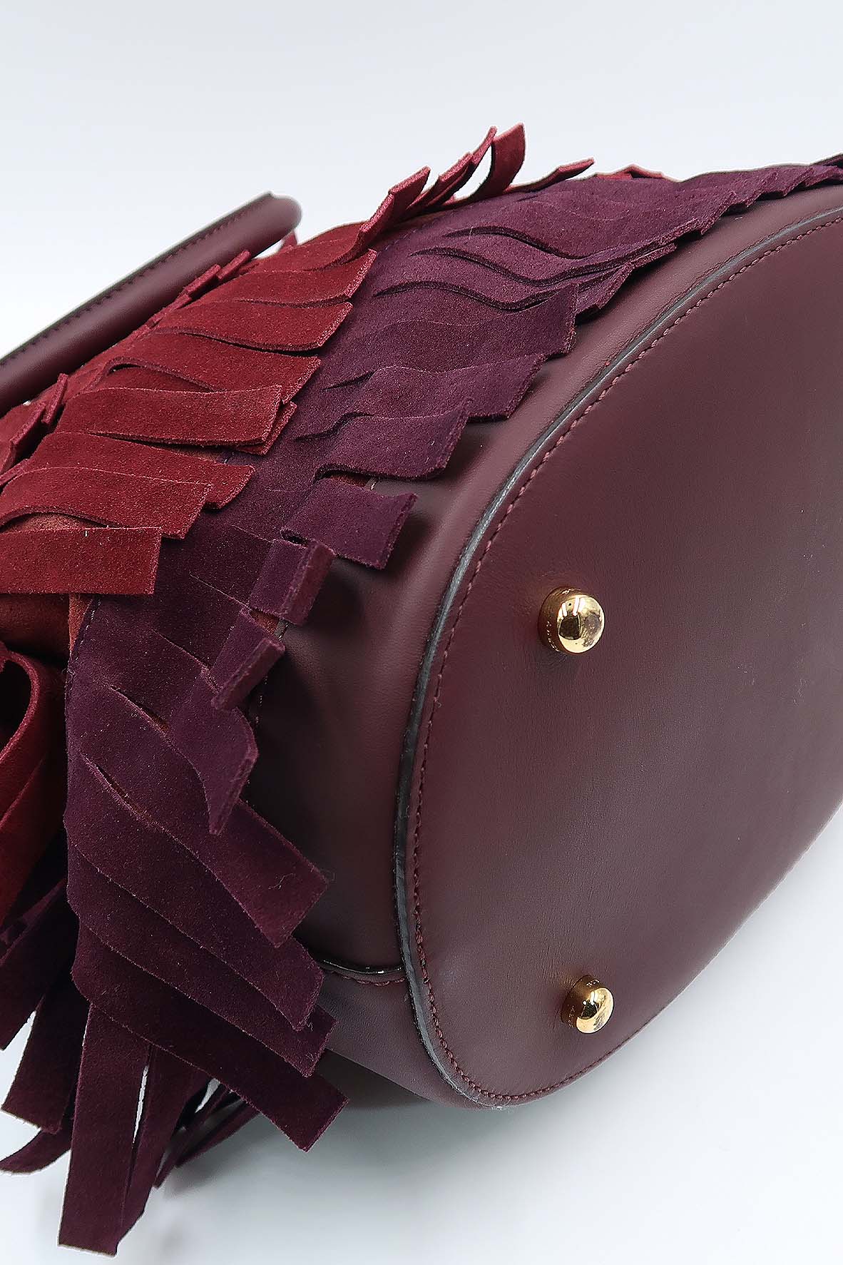 Fringed Bucket Bag Red Bordeaux
