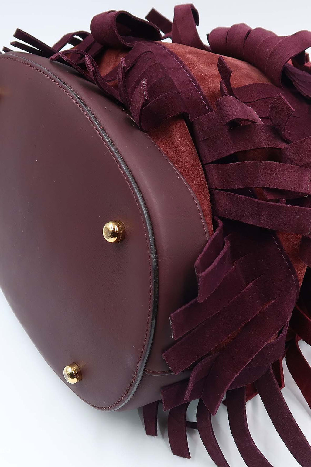 Fringed Bucket Bag Red Bordeaux