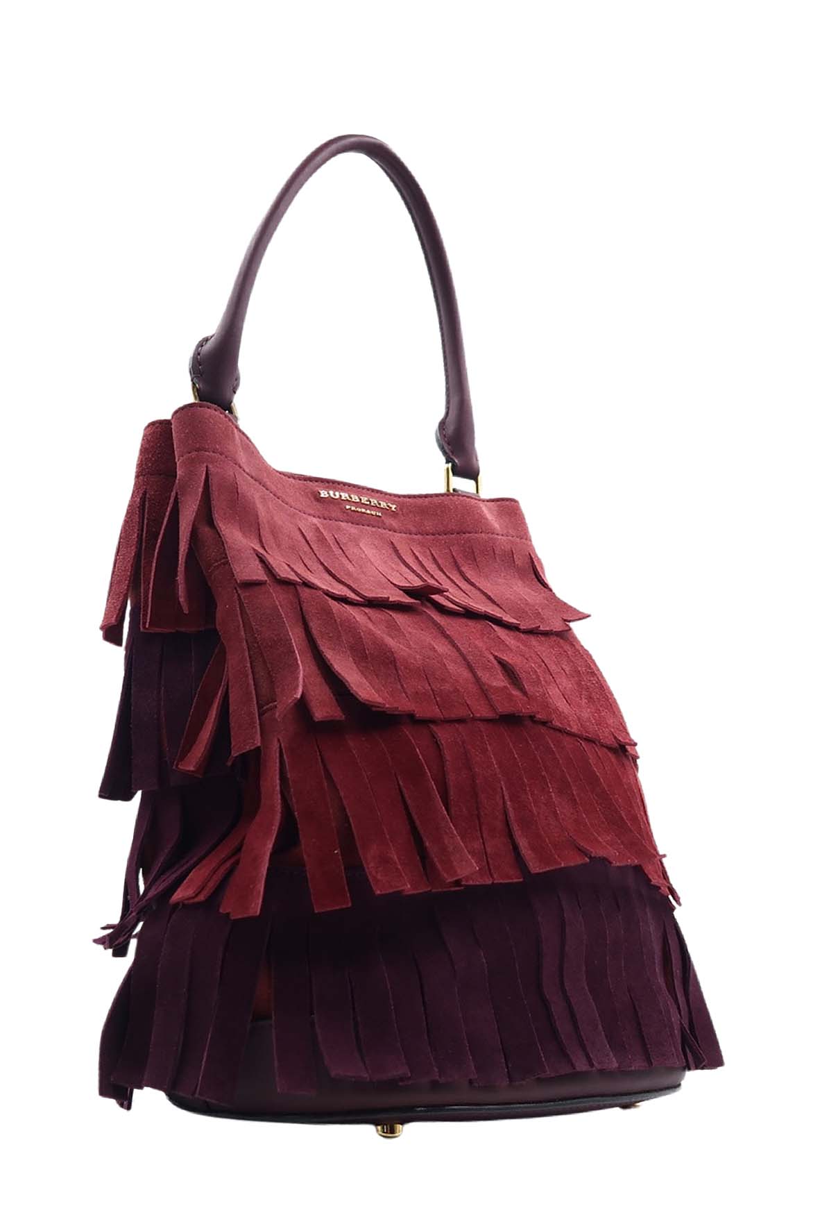 Fringed Bucket Bag Red Bordeaux