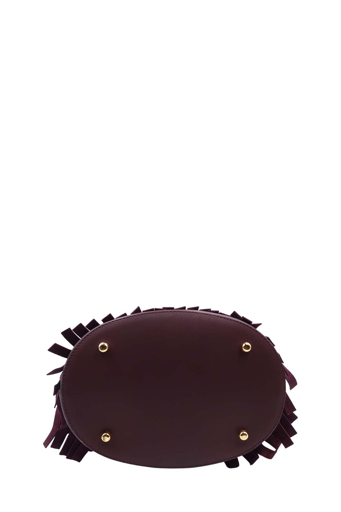 Fringed Bucket Bag Red Bordeaux