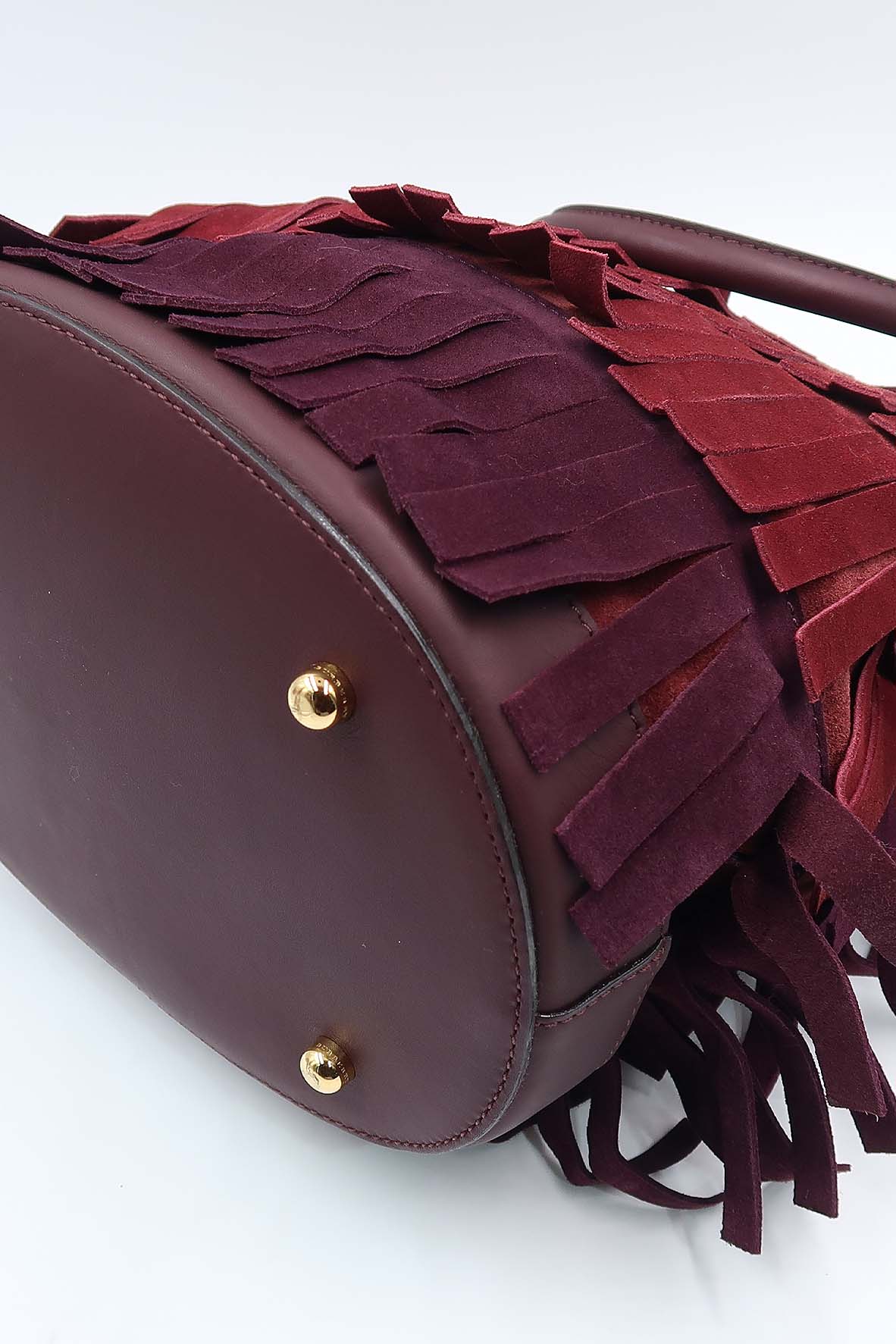 Fringed Bucket Bag Red Bordeaux