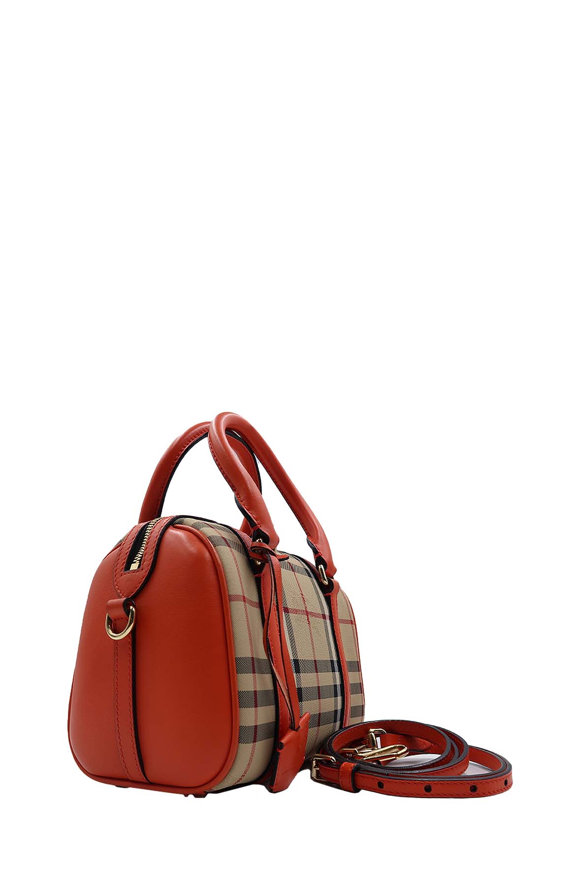 House Check Derby Small Alchester Bowling Bag Brown Orange