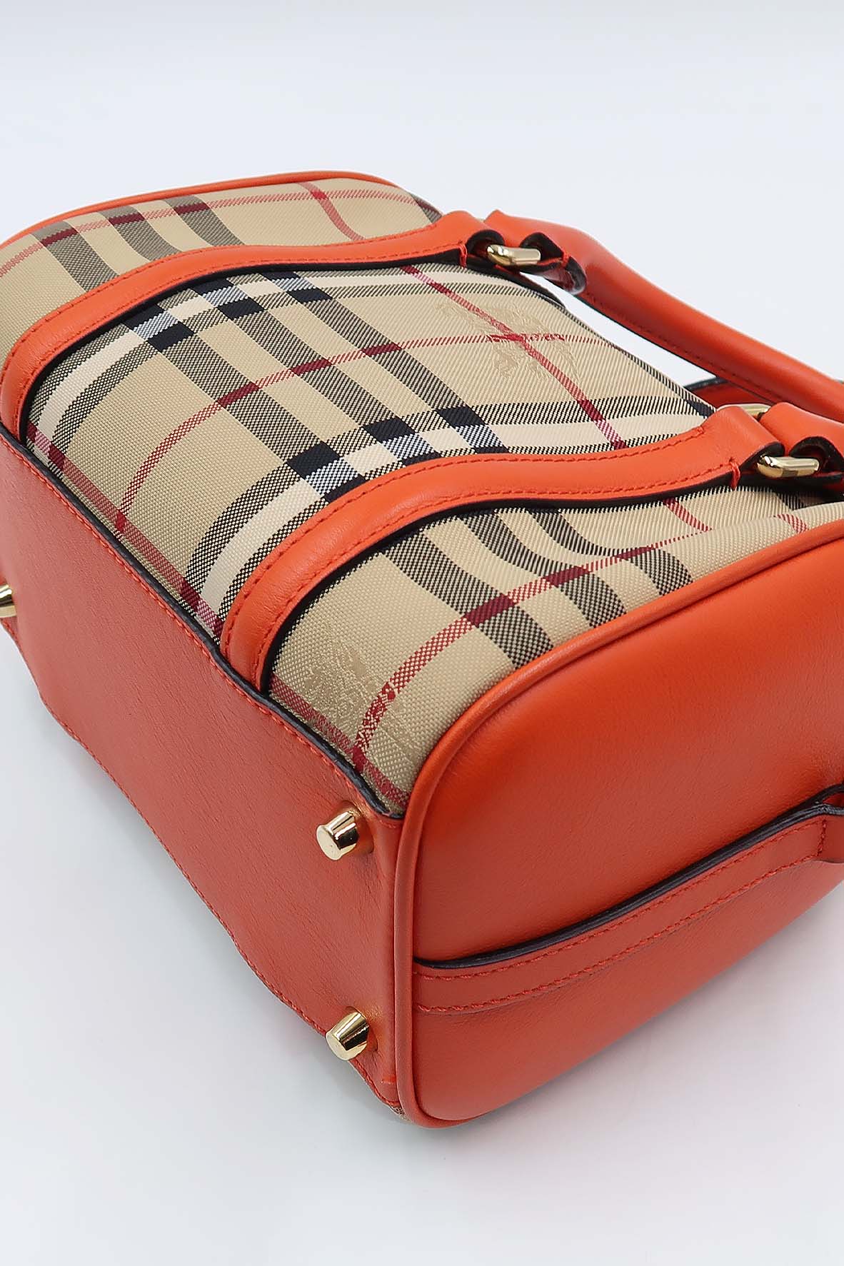 House Check Derby Small Alchester Bowling Bag Brown Orange