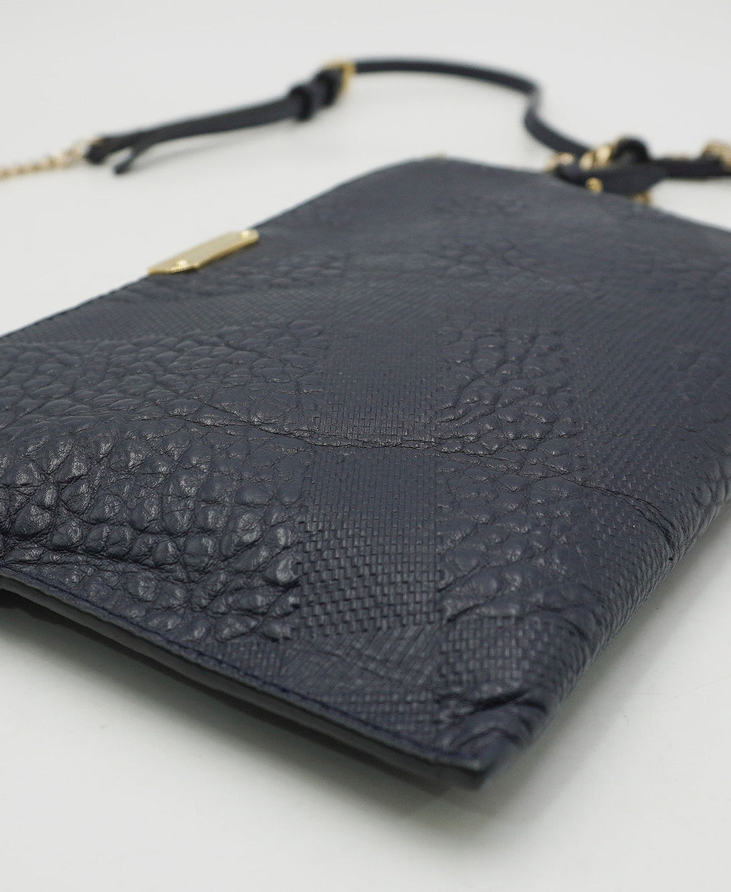 Leather Grain Check Chichester Crossbody Bag Navy