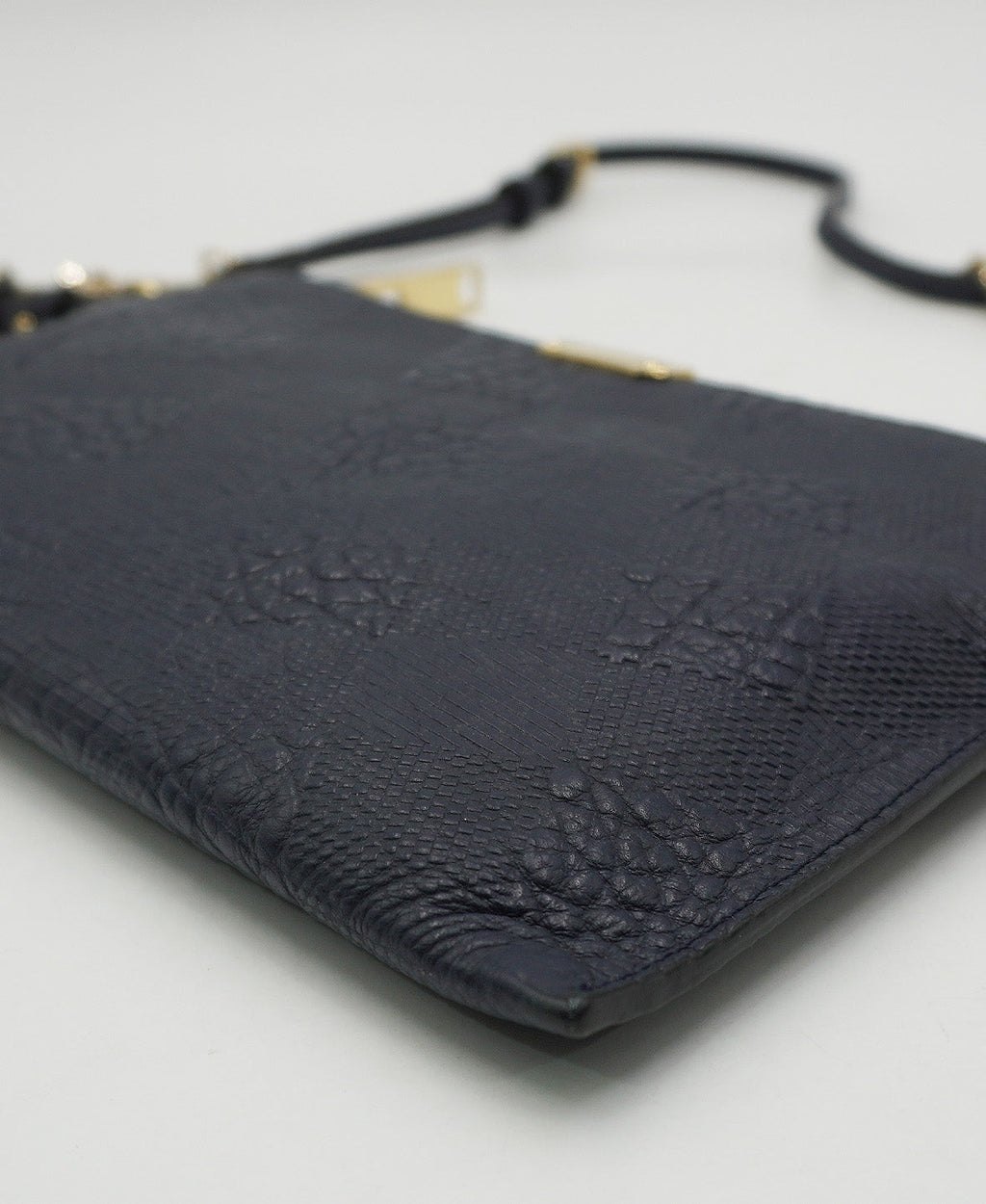 Leather Grain Check Chichester Crossbody Bag Navy