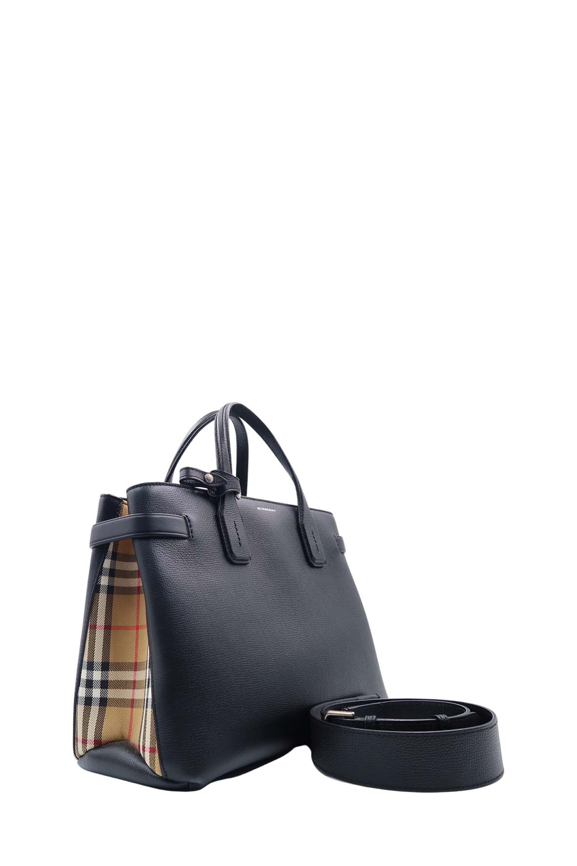 Medium Banner Top Handle Bag Black
