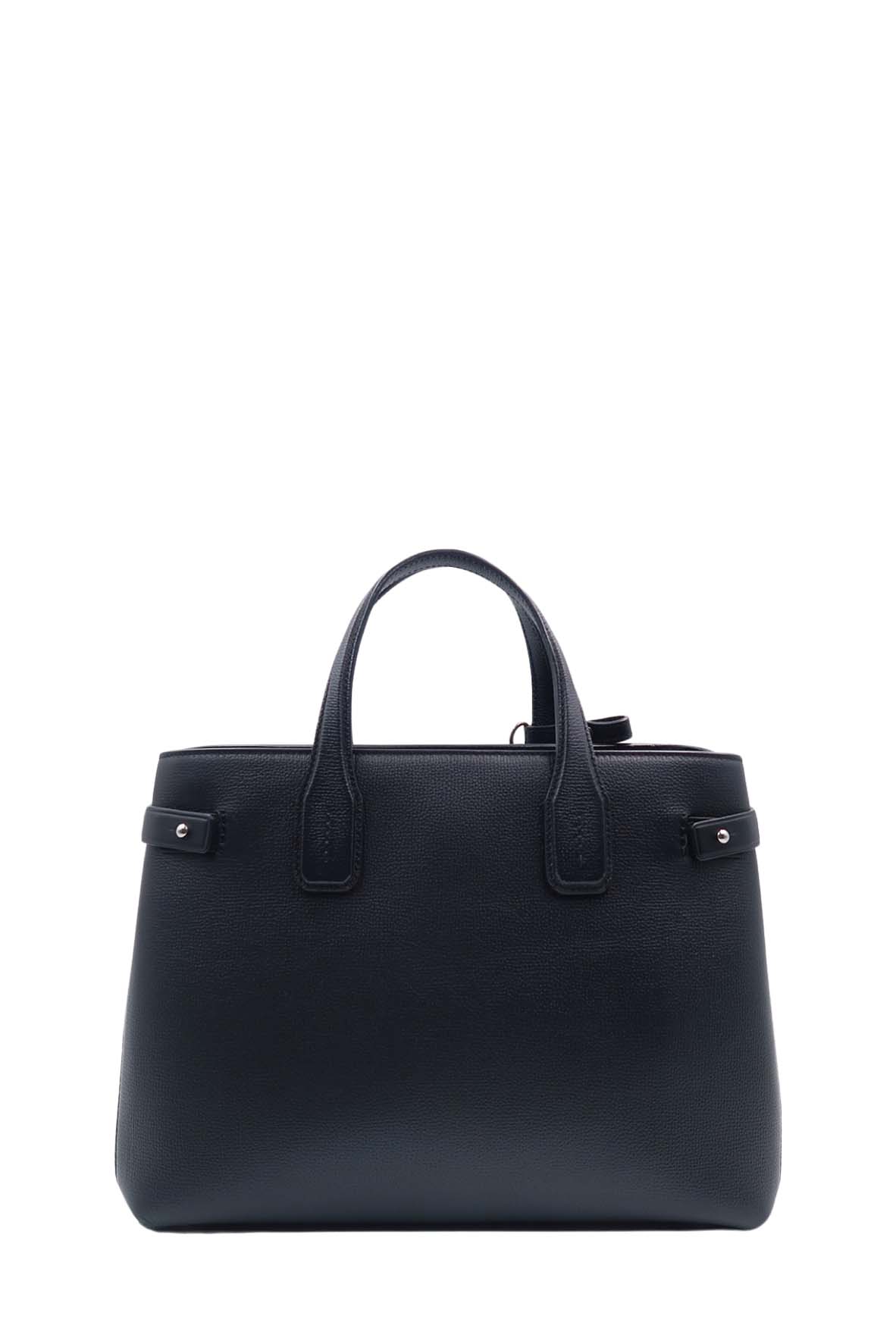 Medium Banner Top Handle Bag Black