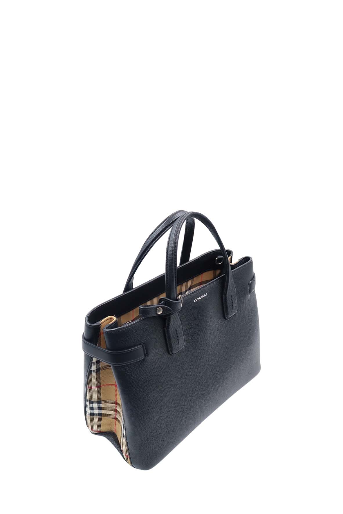 Medium Banner Top Handle Bag Black