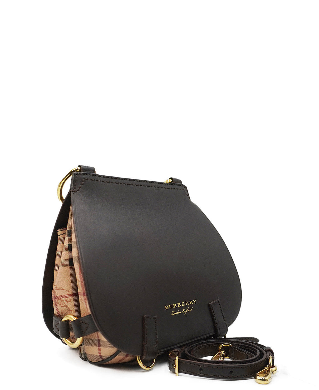 Medium Bridle Haymarket Check Coated Canvas and Leather Shoulder Bag Brown