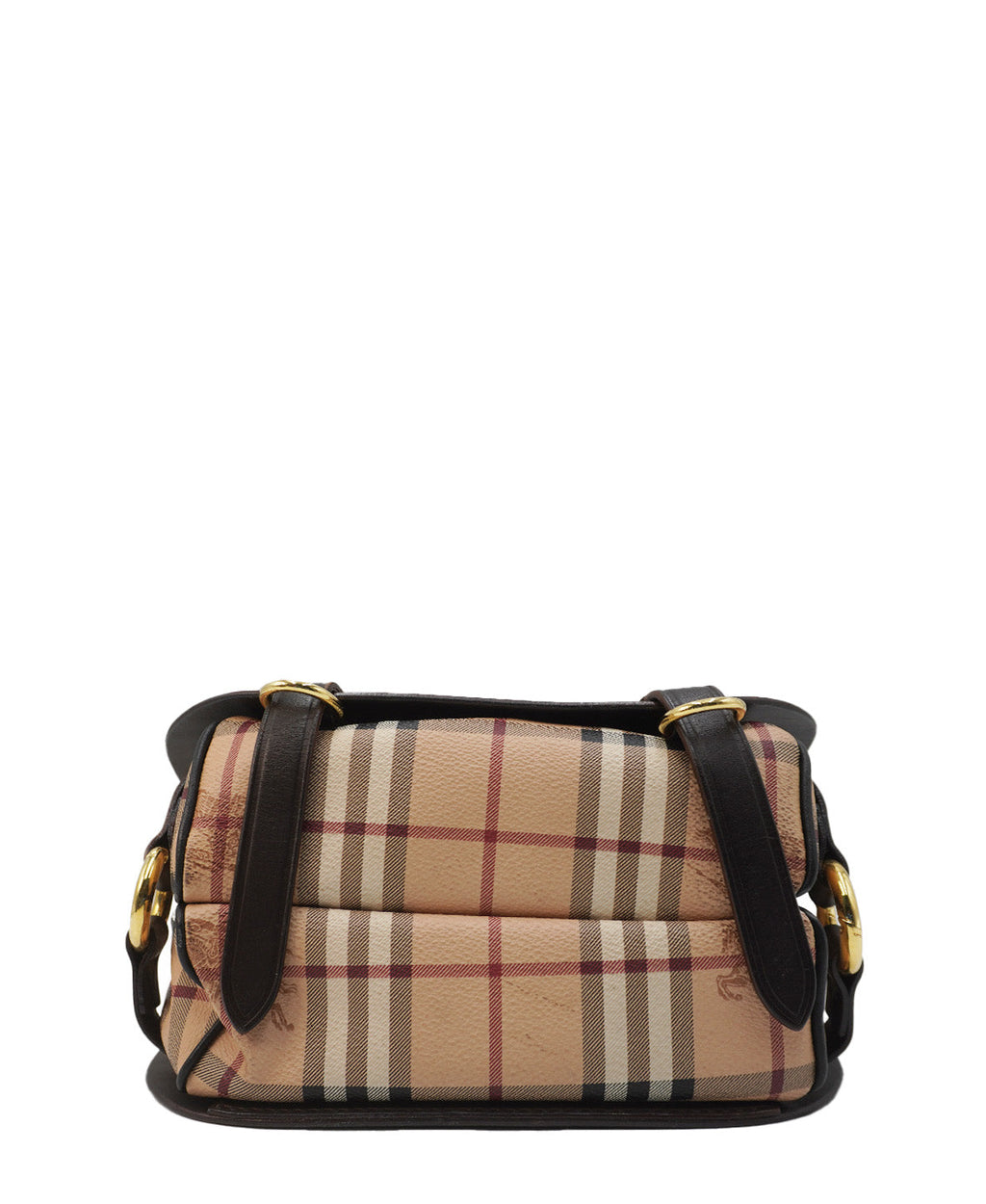 Medium Bridle Haymarket Check Coated Canvas and Leather Shoulder Bag Brown