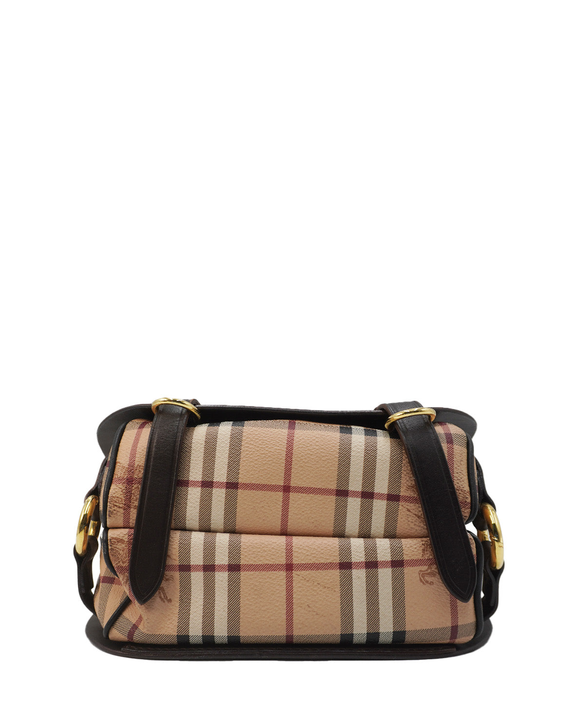 Medium Bridle Haymarket Check Coated Canvas and Leather Shoulder Bag Brown