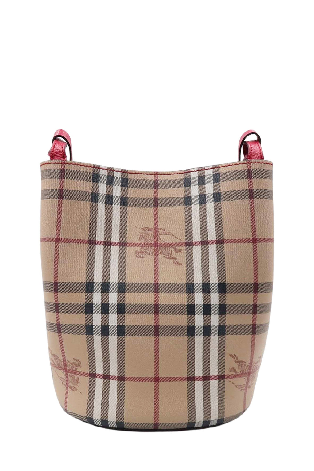 Small Haymarket Check Lorne Bucket Bag Beige Poppy Red