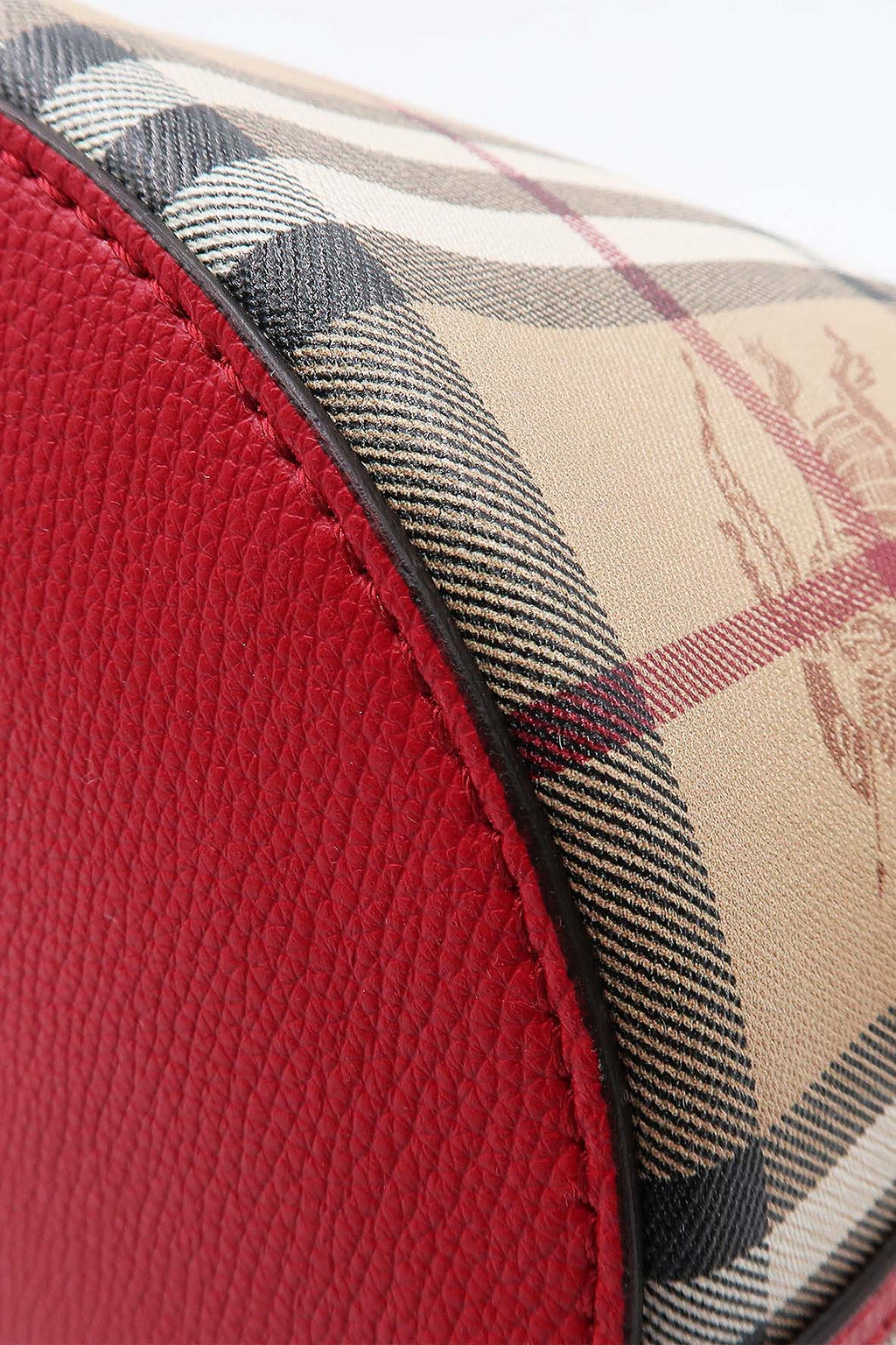 Small Haymarket Check Lorne Bucket Bag Beige Poppy Red