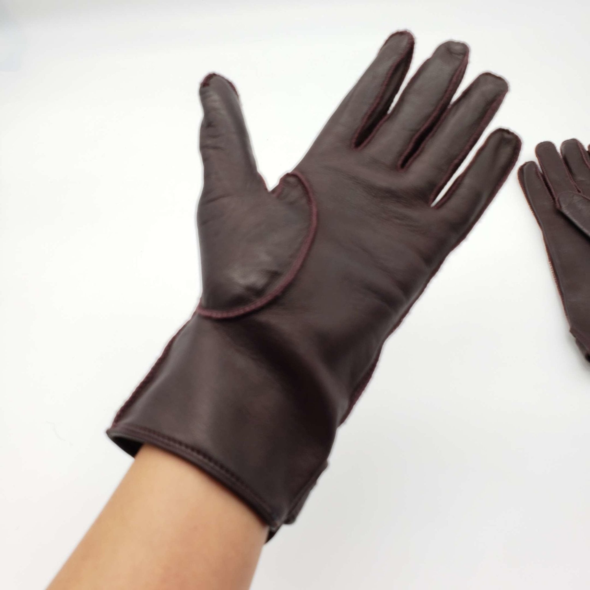 BURBERRY Snakeskin Brown Lamnskin Leather Gloves