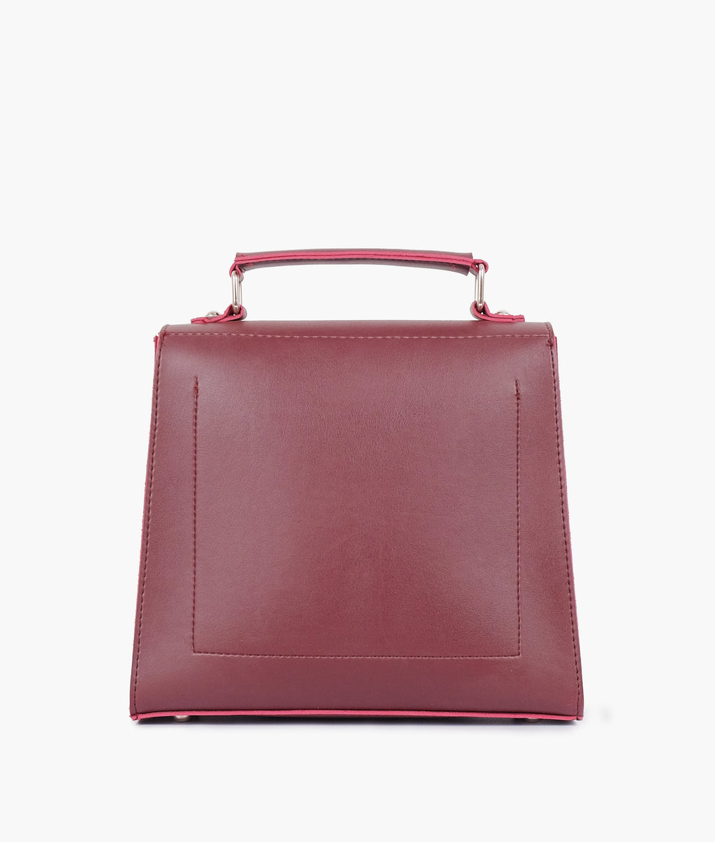 Burgundy push-lock messenger bag