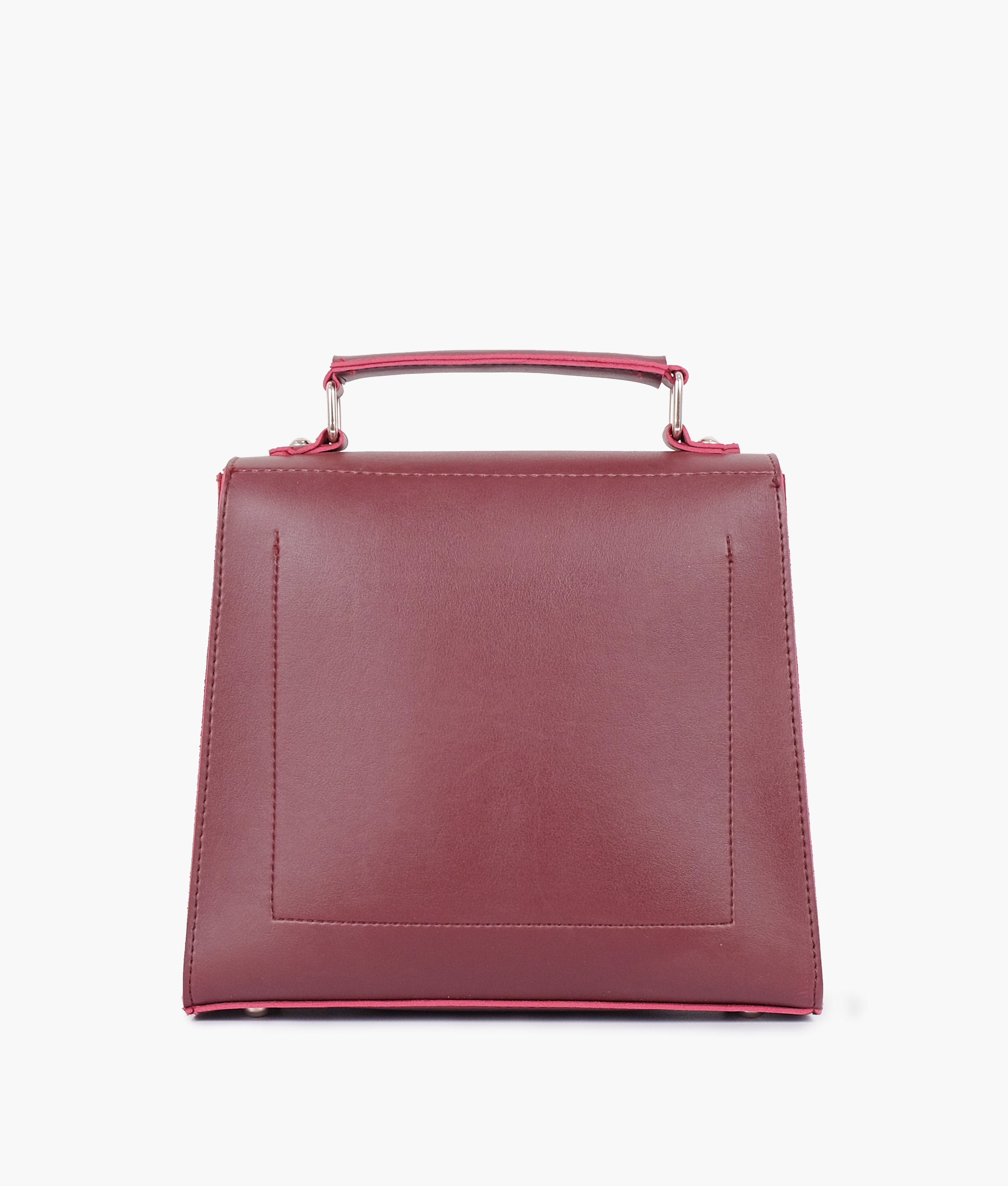 Burgundy push-lock messenger bag