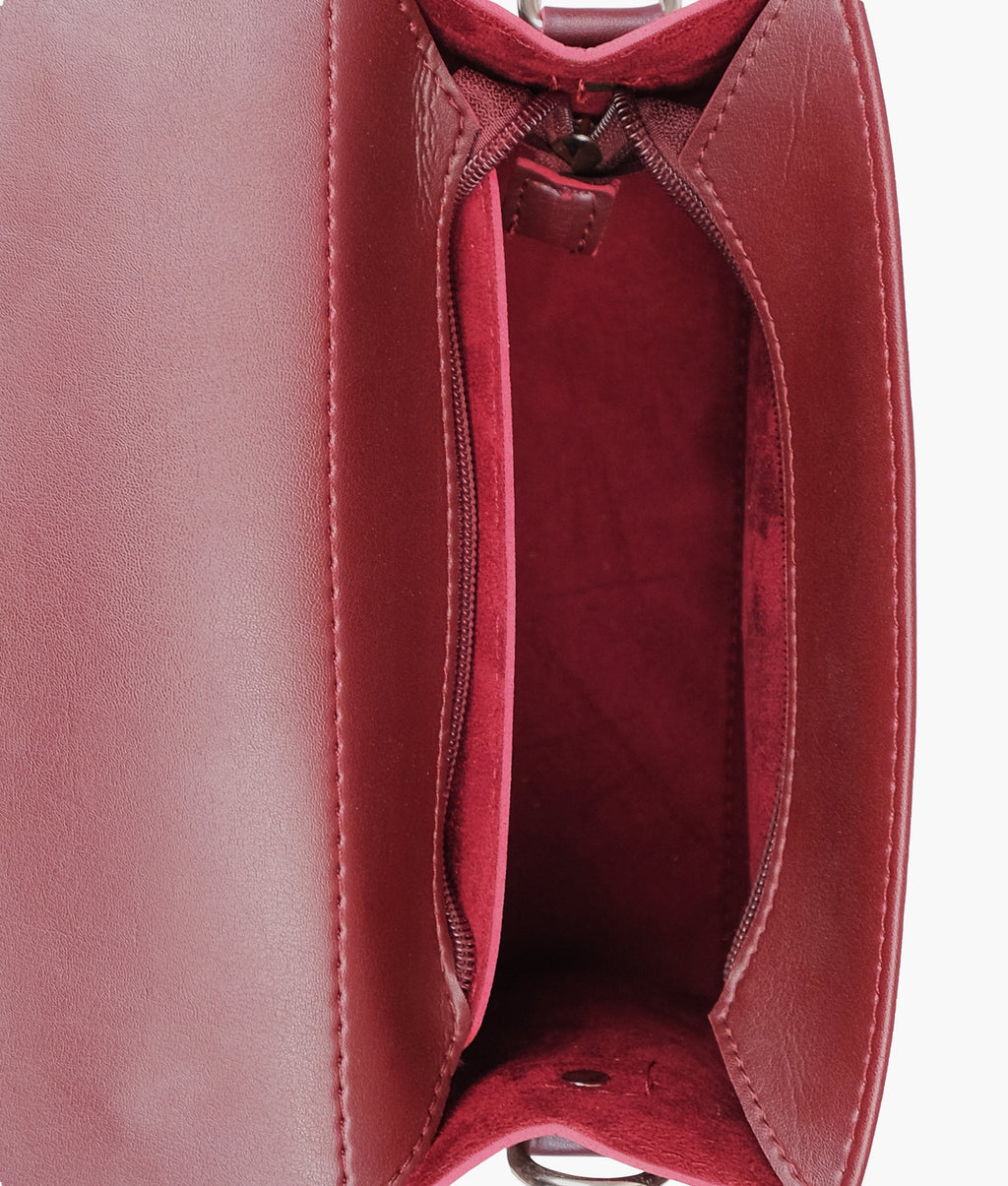 Burgundy push-lock messenger bag