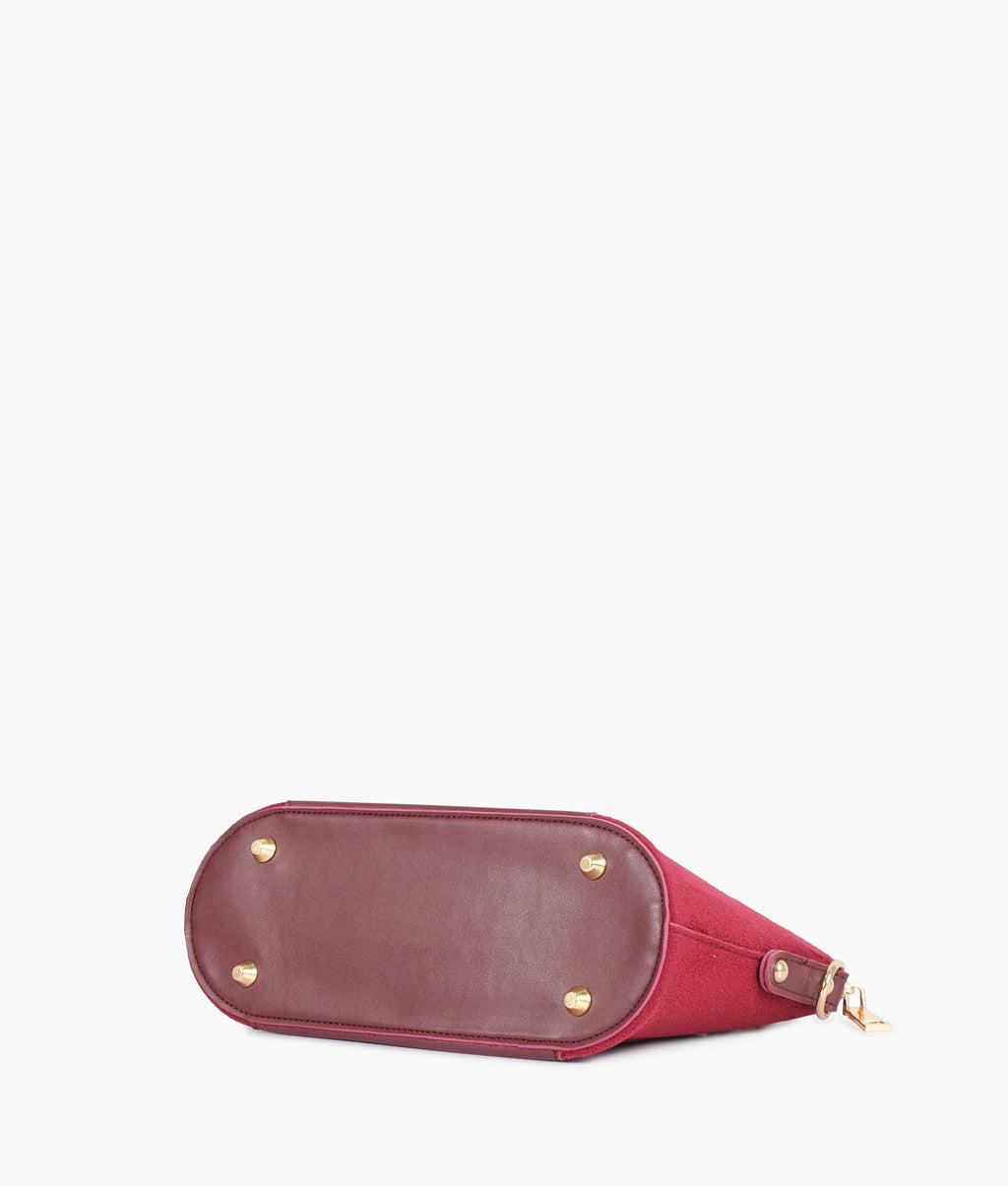Burgundy suede small evening bag