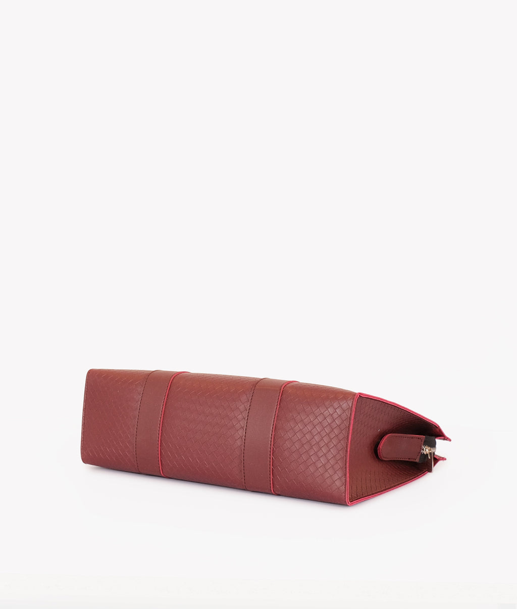 Burgundy weaved laptop bag with sleeve