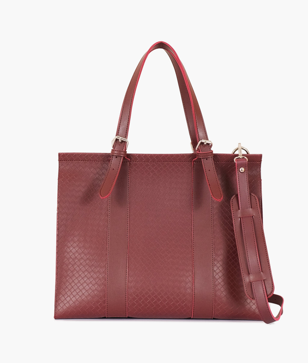 Burgundy weaved laptop bag with sleeve