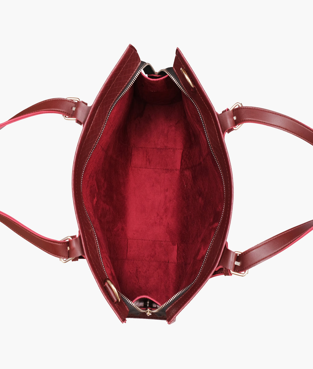 Burgundy weaved laptop bag with sleeve