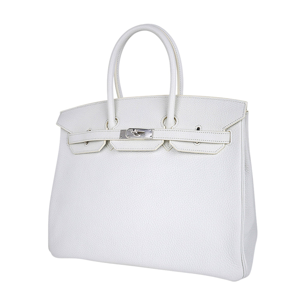 Hermes Birkin 35 Bag White Clemence Leather with Palladium Hardware