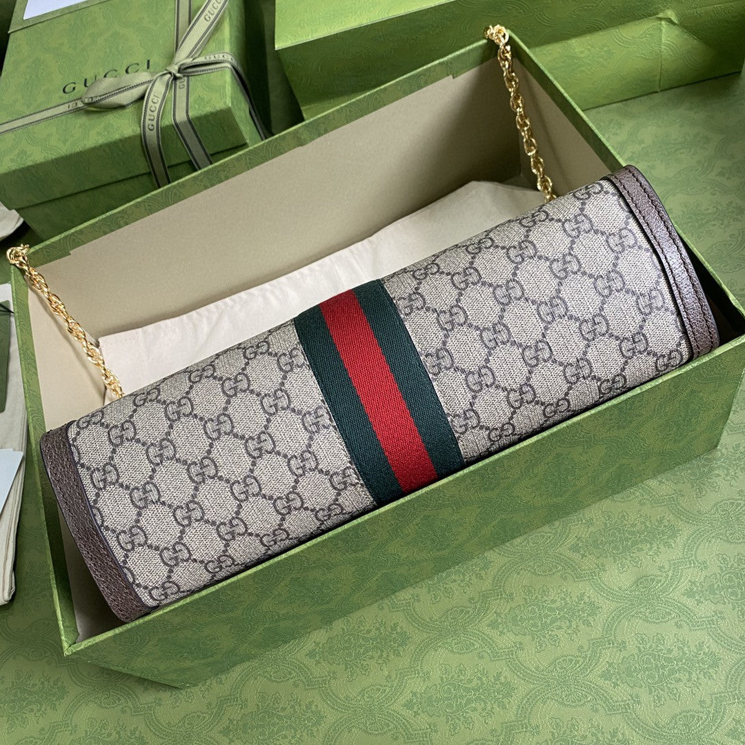 Glami OphiGLAMIa Glami MeGLAMIum Shoulder Bag Beige/Ebony Glami Supreme Canvas Green And Red Web For Women 13in/32.5cm Glami 503876 K05NG 8745