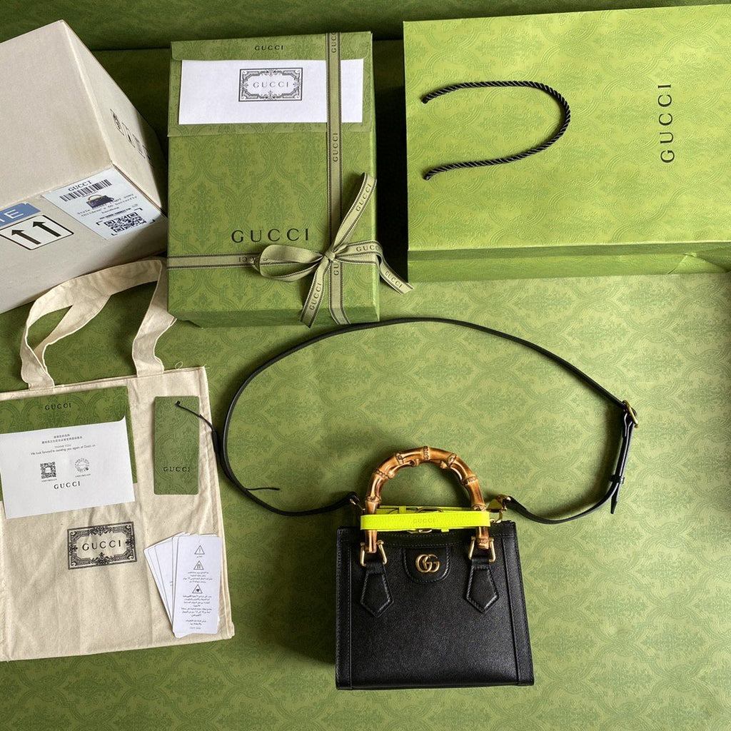 gg Diana Small Tote Bag Black For Women 8in/20cm gg ‎702732 U3ZDT 1260