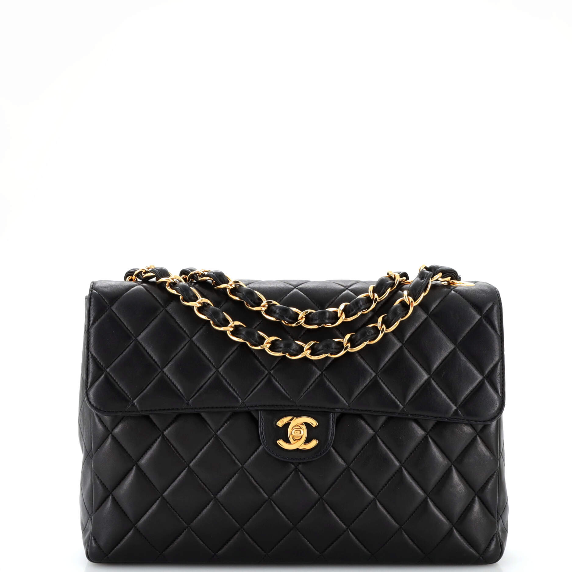 CHANEL Vintage Classic Single Flap Bag Quilted Lambskin Jumbo