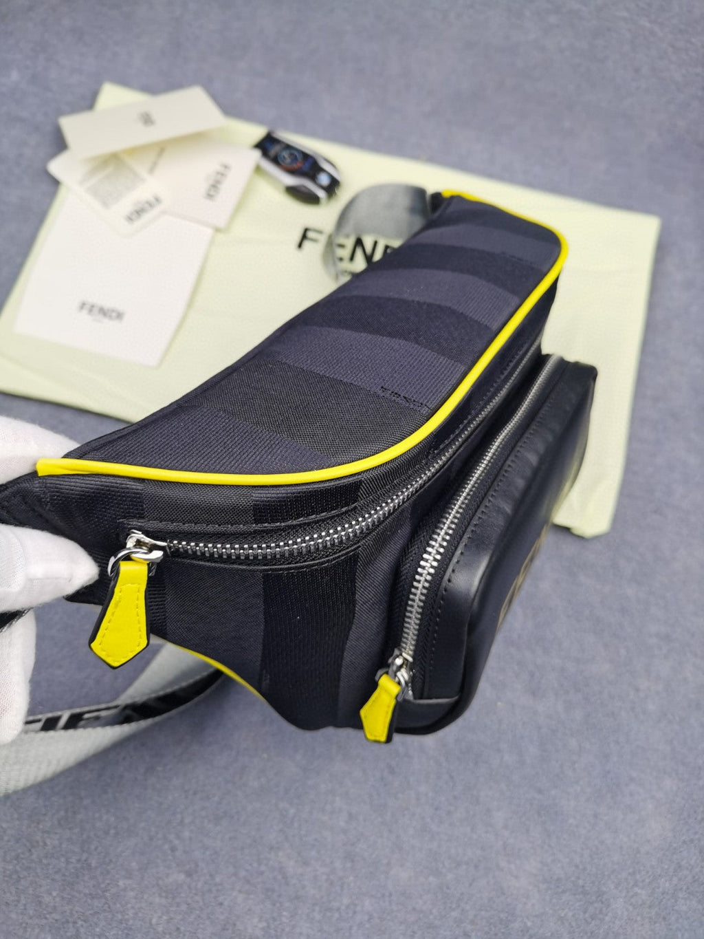 FI Little Monster Belt Bag Black/Yellow/Gray For Men, Men’s Bags 7.9in/20cm FF