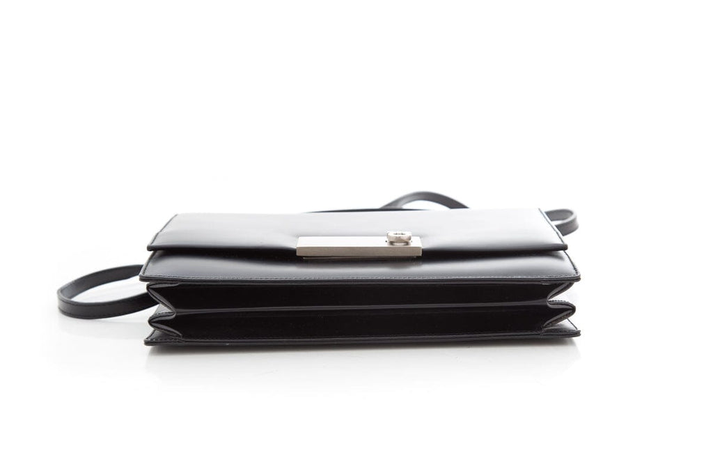 Salvatore Ferragamo Black Gancini Minio Leather Handbag