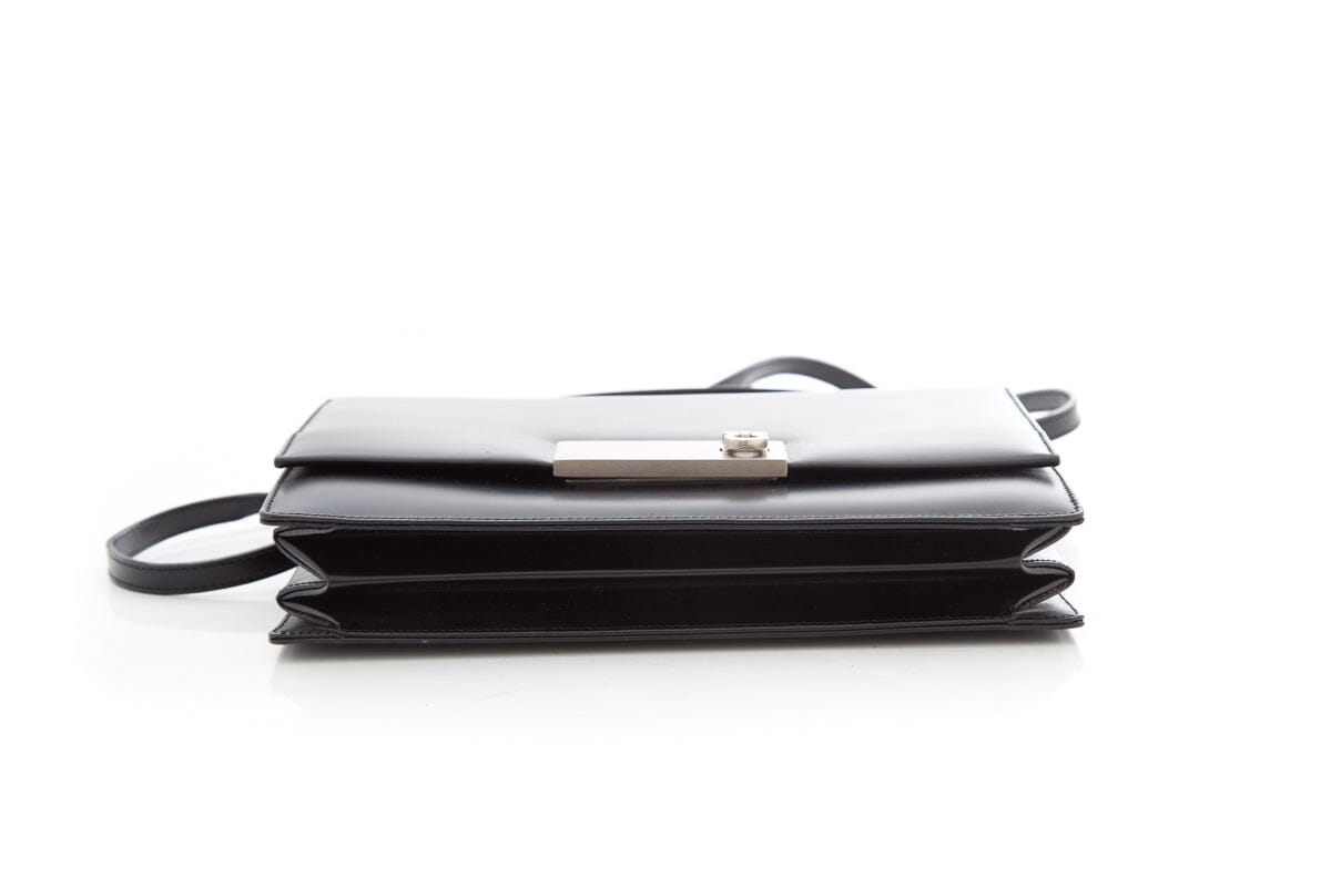 Salvatore Ferragamo Black Gancini Minio Leather Handbag